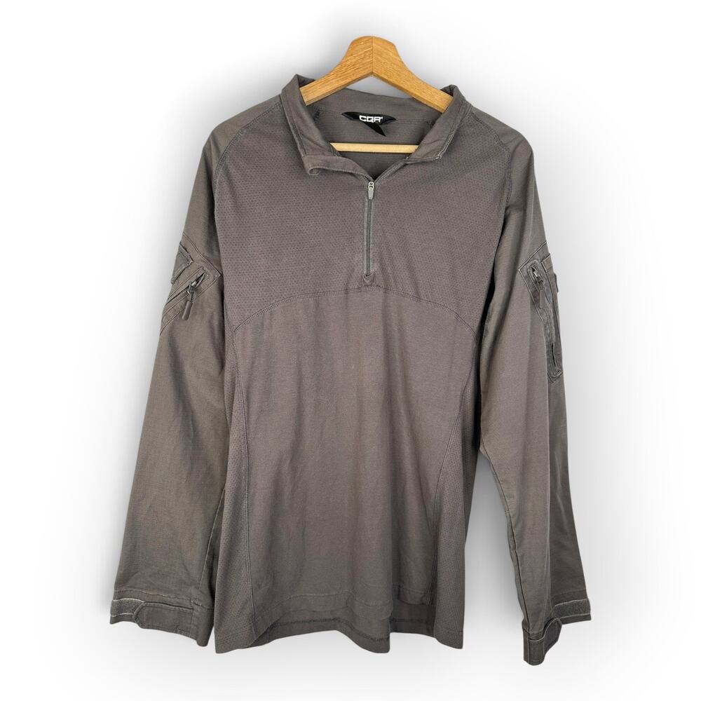 CQR Men size Large Gray Tactical Combat Shirt 1/4 Zip Utility Military Outdoor